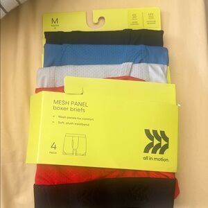 All in Motion Men's Boxer Briefs 4-Pack - Black, Blue, White, Red